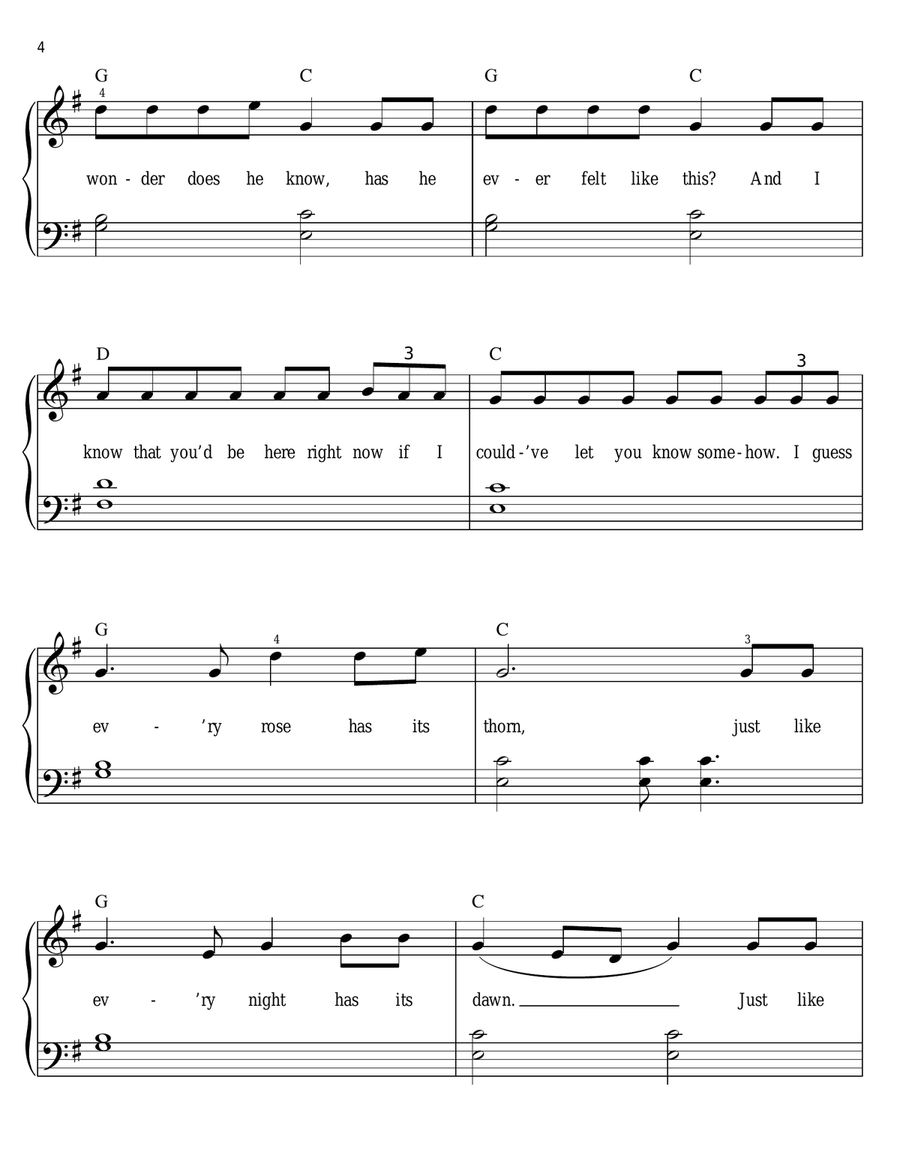 Every Rose Has Its Thorn Every Rose Has Its Thorn Easy Piano scores gallery preview page 4