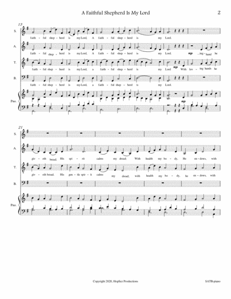 A Faithful Shepherd Is My Lord - SATB piano image number null