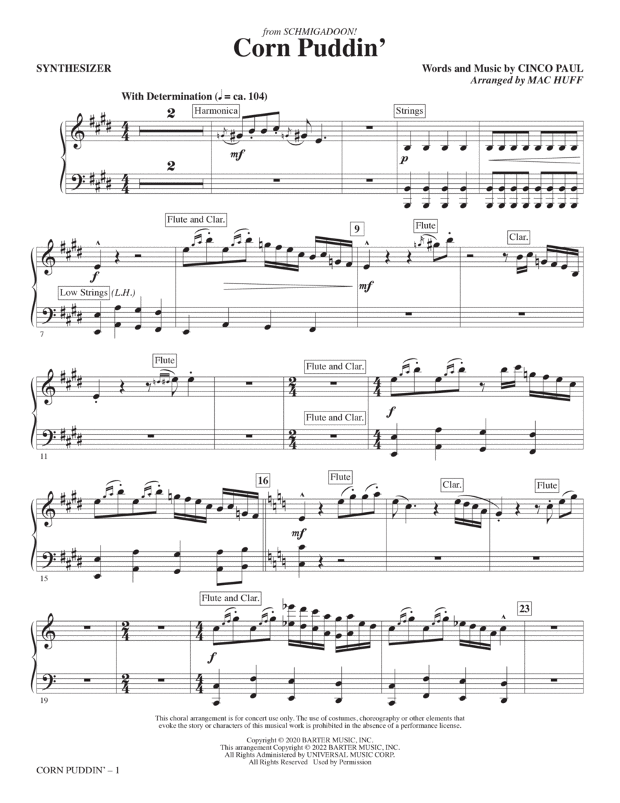 Corn Puddin' (from Schmigadoon!) (arr. Mac Huff) - Synthesizer