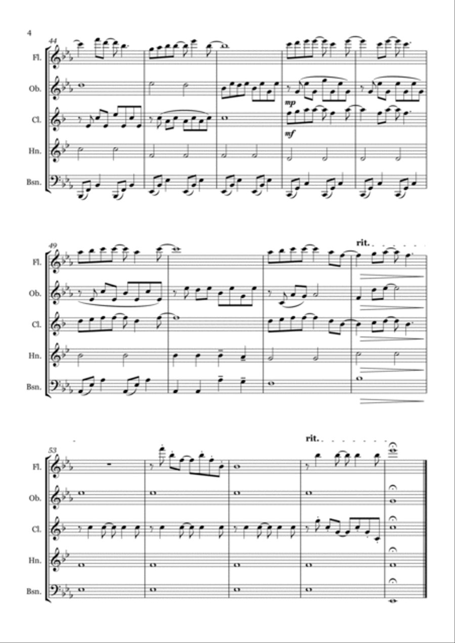 Forrest Gump - Main Title (feather Theme) Woodwind Quintet scores gallery preview page 4