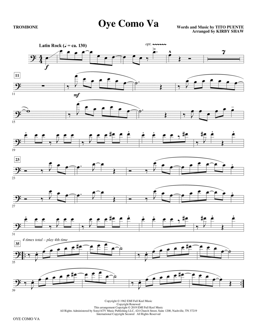 Oye Como Va (arr. Kirby Shaw) - Trombone