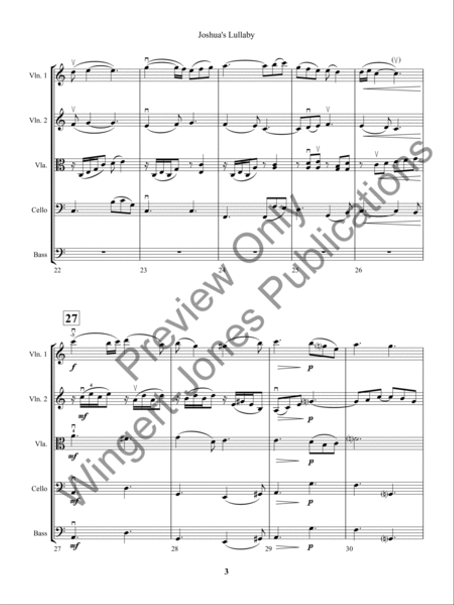 Joshua's Lullaby (Score) String Orchestra scores gallery preview page 6