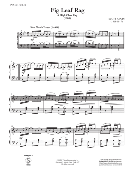 Fig Leaf Rag (A High Class Rag) - Scott Joplin - Piano Solo image number null
