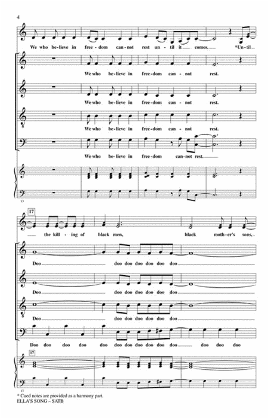 Ella's Song 4-Part scores gallery preview page 3