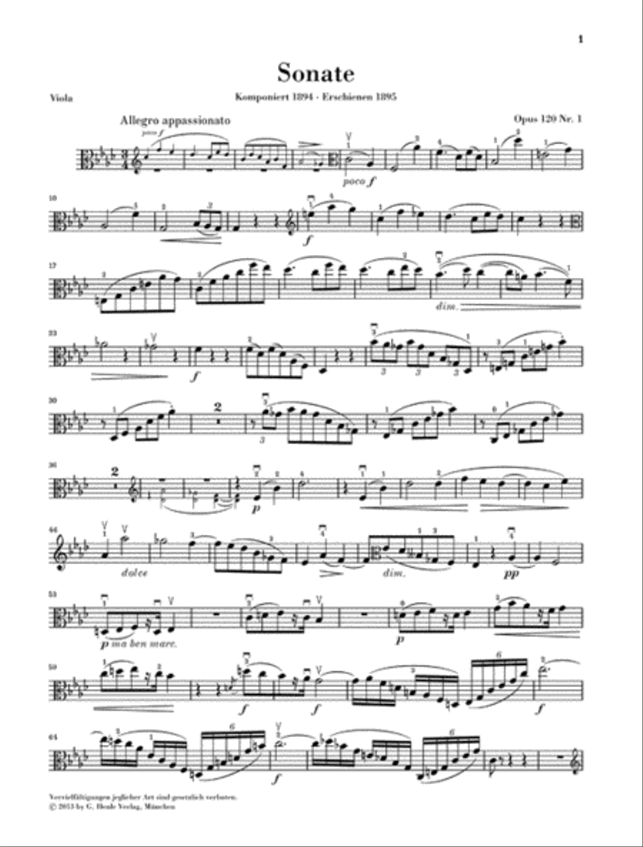 Clarinet Sonata (or Viola) Op. 120 Nos. 1-2