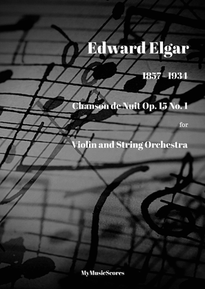 Book cover for Elgar Chanson de Nuit Op 15 No 1 for Violin and String Orchestra
