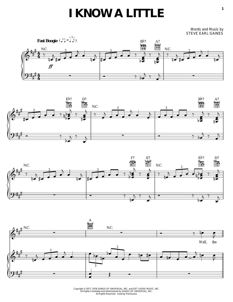 I Know A Little Piano, Vocal, Guitar scores gallery preview page 1