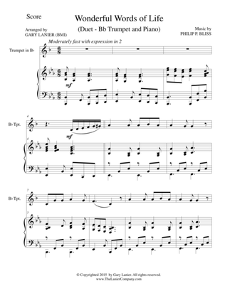 WONDERFUL WORDS OF LIFE (Duet – Bb Trumpet and Piano/Score and Parts)