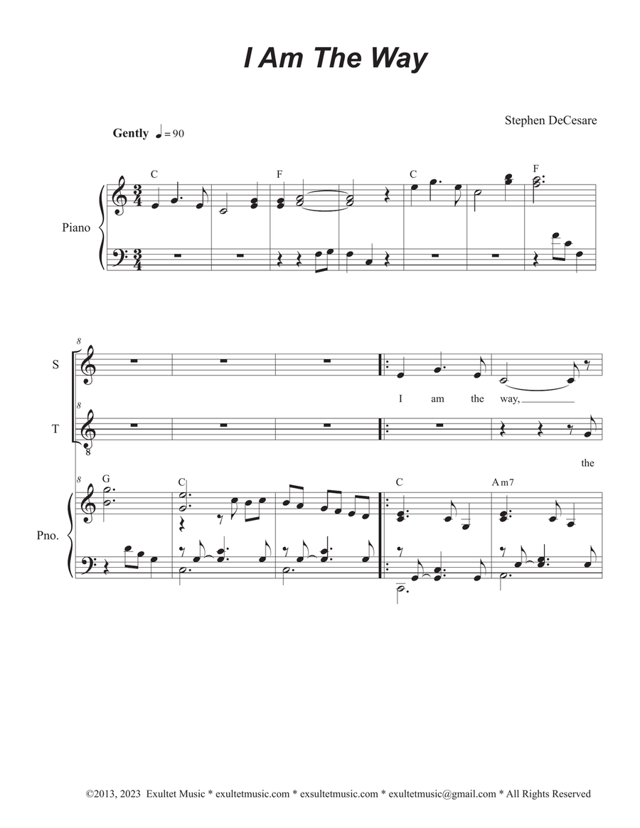 I Am The Way (2-part choir - (Soprano and Tenor) 2-Part scores gallery preview page 1