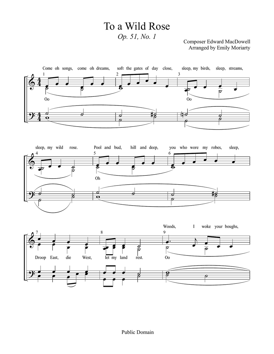 To A Wild Rose 4-Part scores gallery preview page 1