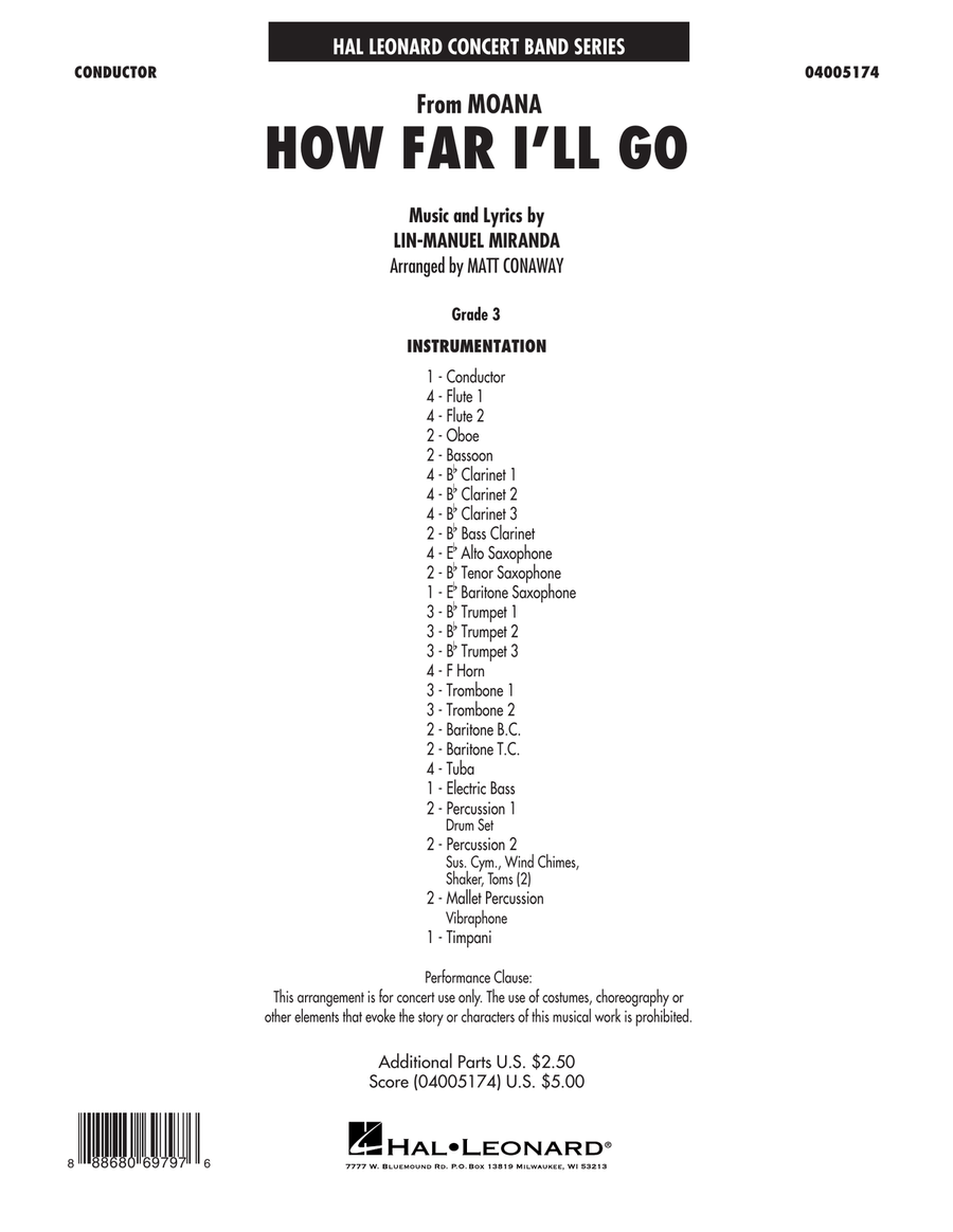 How Far I'll Go (from Moana) - Conductor Score (Full Score) Concert Band scores gallery preview page 1