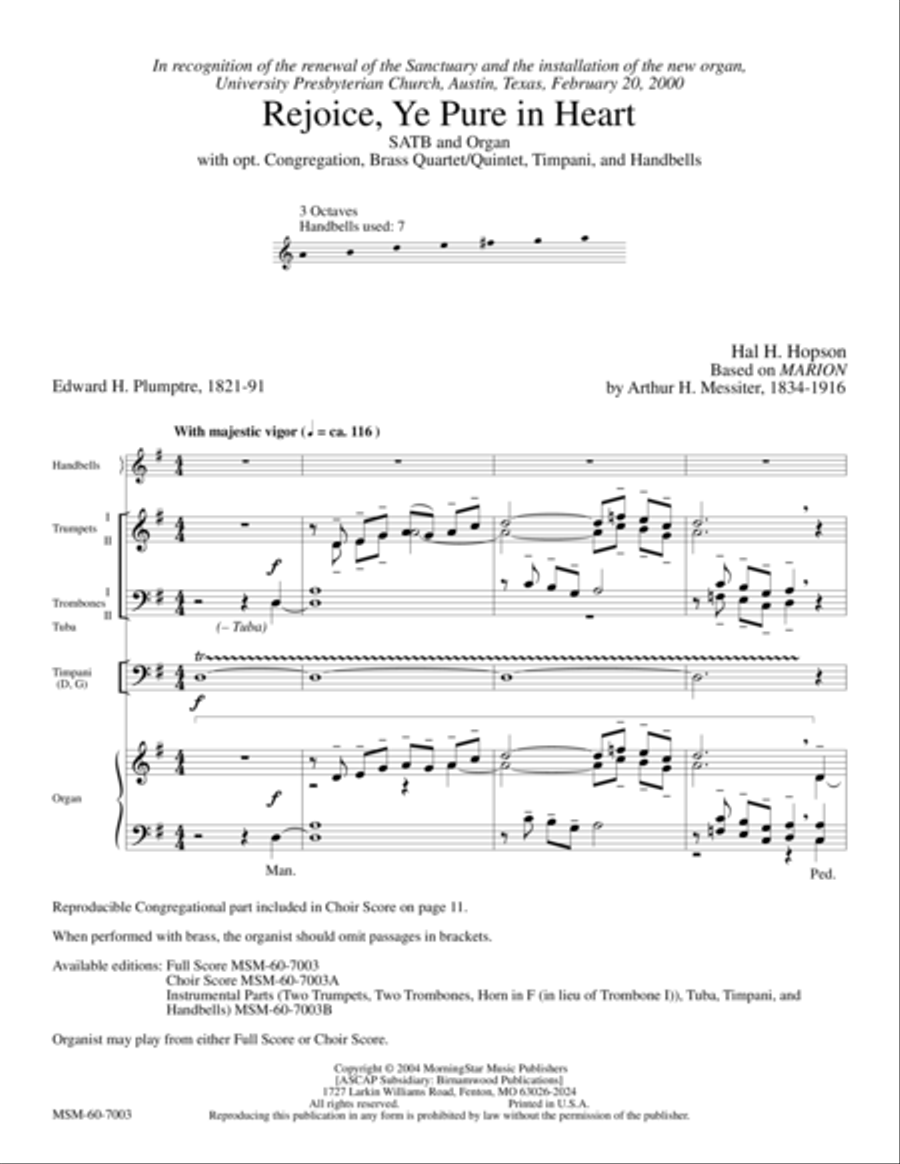 Rejoice, Ye Pure In Heart Choir scores gallery preview page 1
