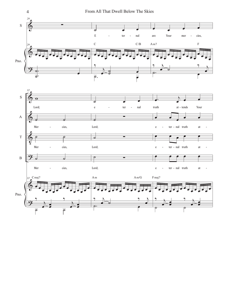 From All That Dwell Below The Skies (Vocal Quartet - (SATB) 4-Part scores gallery preview page 4