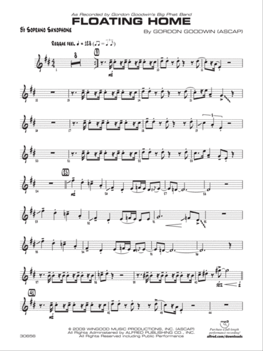 Floating Home: B-flat Soprano Saxophone Jazz Ensemble scores gallery preview page 1