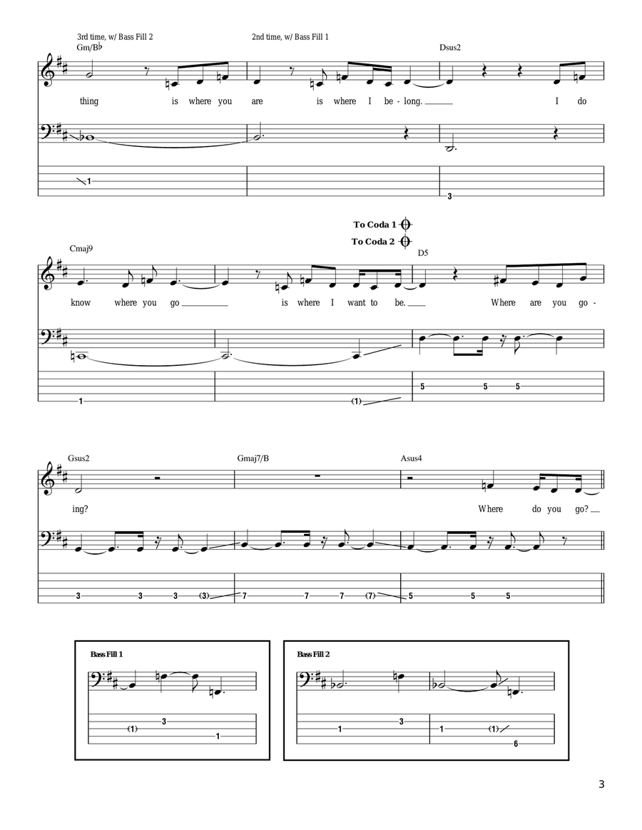 Where Are You Going Bass Guitar Tablature scores gallery preview page 3