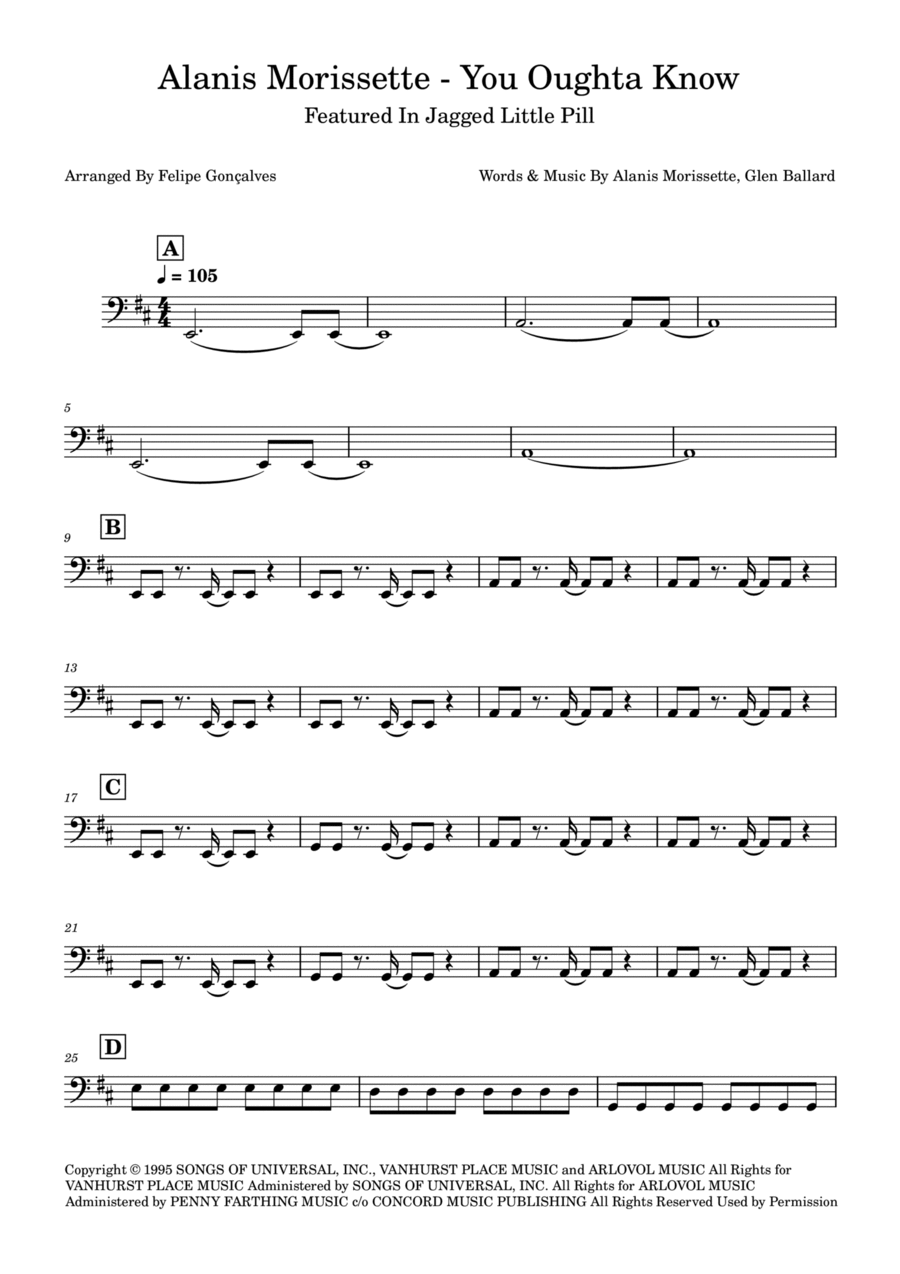 You Oughta Know You Oughta Know Bass Guitar scores gallery preview page 1