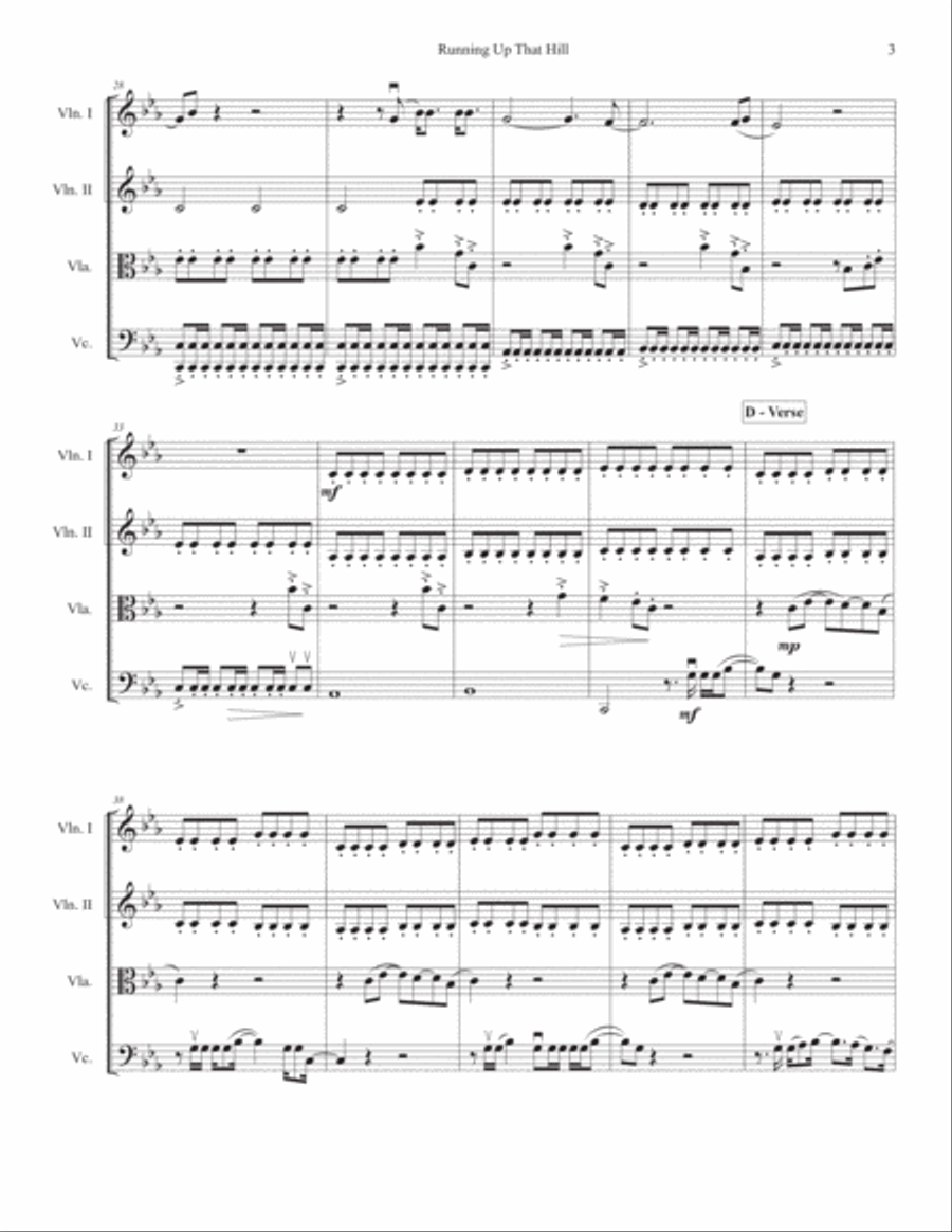 Running Up That Hill (a Deal With God) 2012 Remix String Quartet scores gallery preview page 3