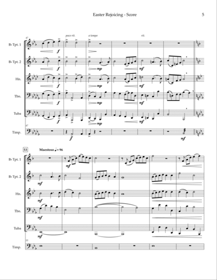Easter Rejoicing — hymn medley for brass quintet, optional timpani Brass Quintet scores gallery preview page 6