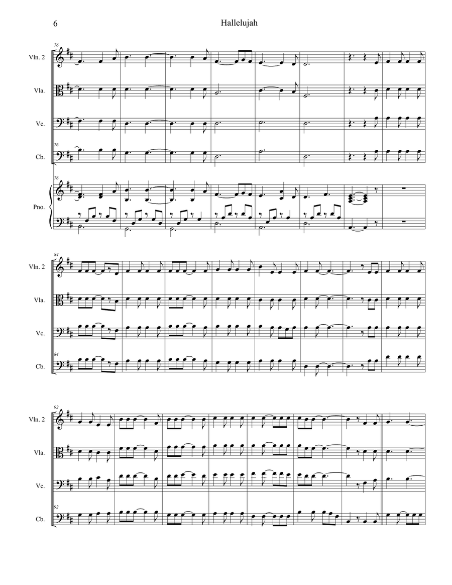 Hallelujah Hallelujah String Quartet scores gallery preview page 6
