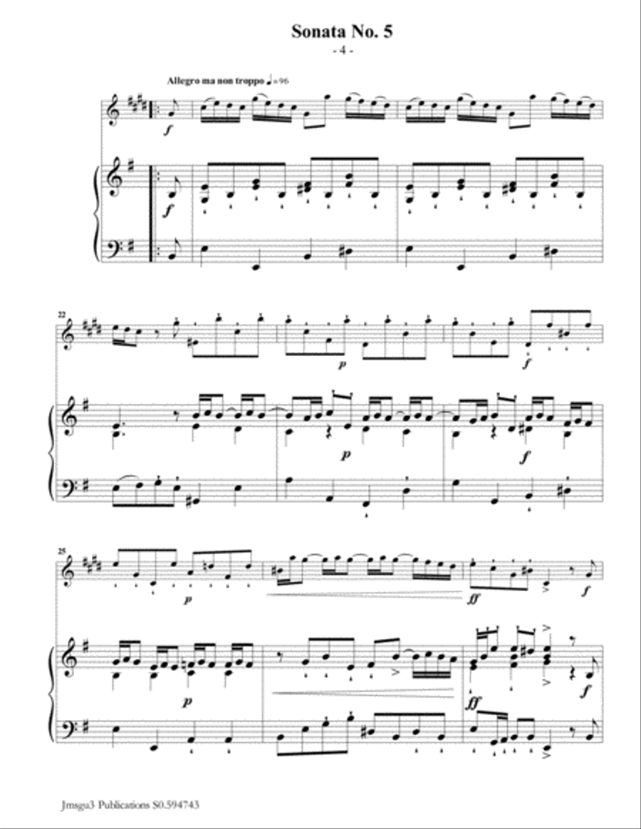 Vivaldi: Sonata No. 5 for Alto Sax & Piano Alto Saxophone scores gallery preview page 4