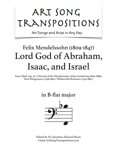 Lord, God of Abraham, Isaac, and Israel, Op. 70 (transposed to B-flat major)