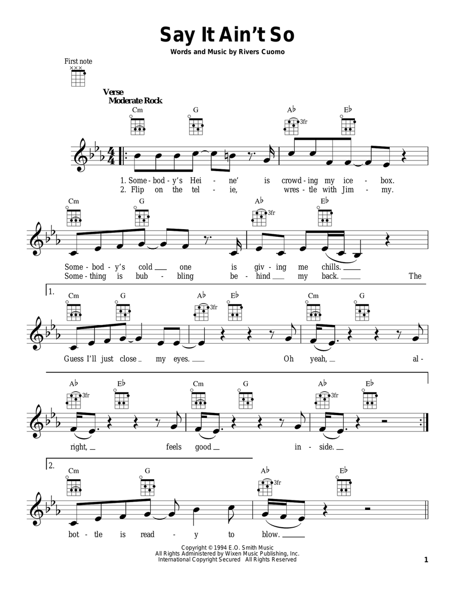 Say It Ain't So Ukulele scores gallery preview page 1