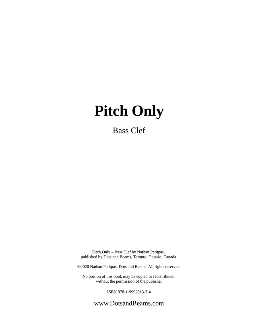 Pitch Only - Bass Clef (Sight Reading Exercise Book)