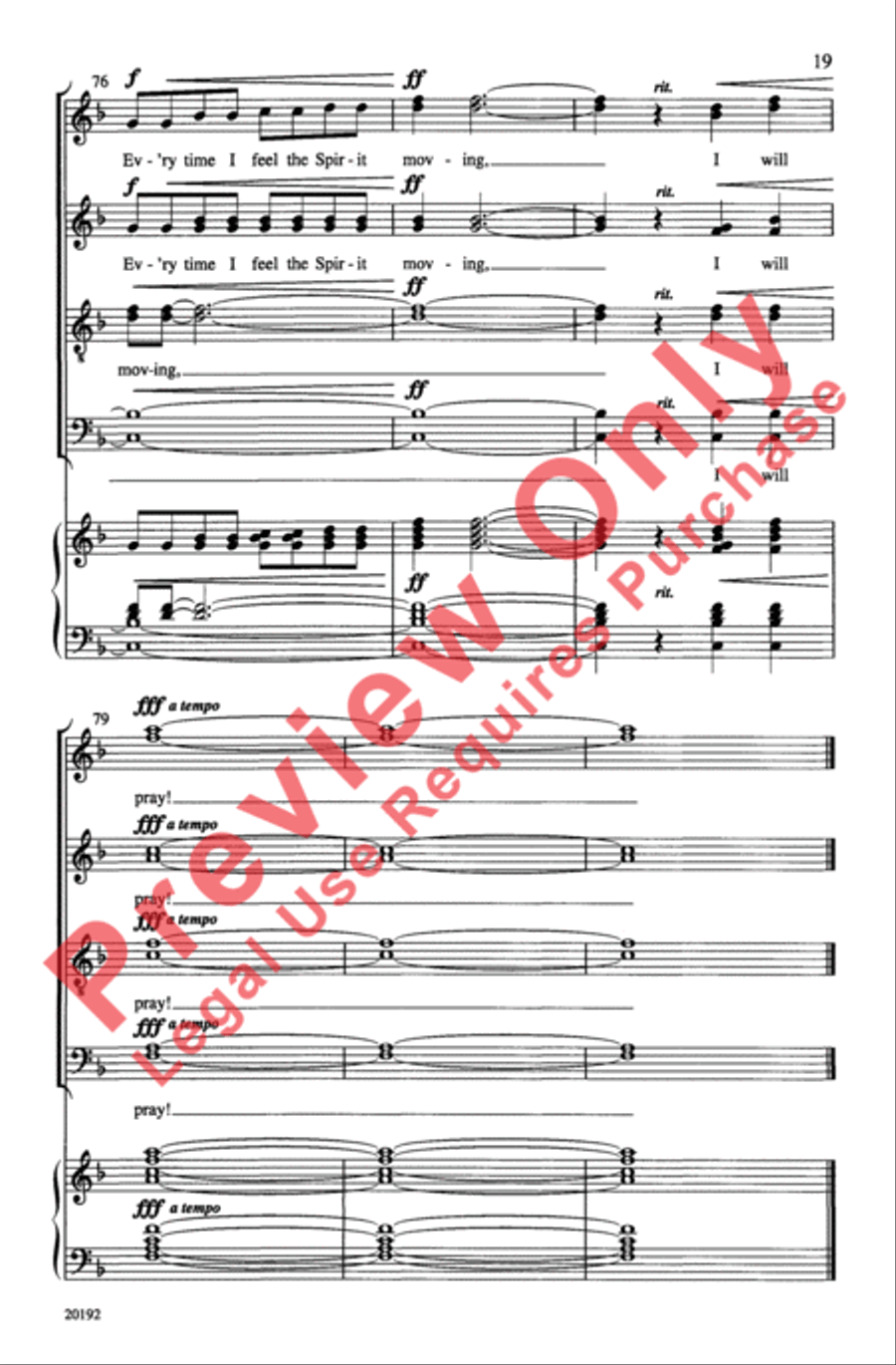 Ev'ry Time I Feel the Spirit 4-Part scores gallery preview page 19
