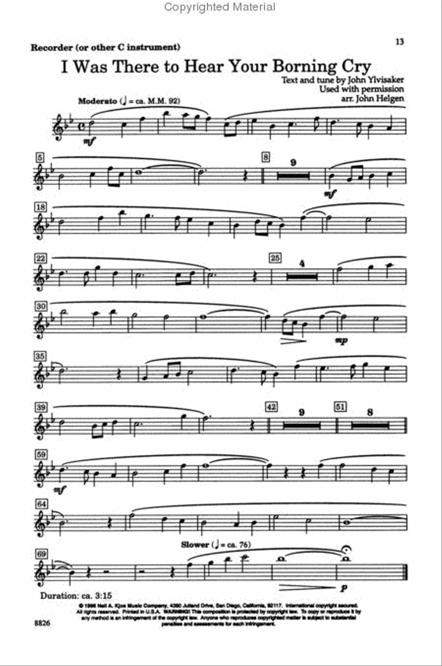 I Was There to Hear Your Borning Cry 4-Part scores gallery preview page 3