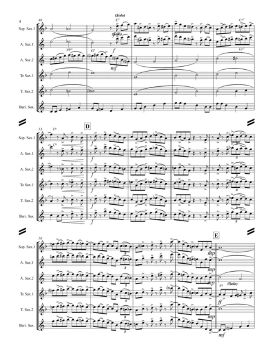 Rudolph The Red-nosed Reindeer Saxophone Quintet scores gallery preview page 5