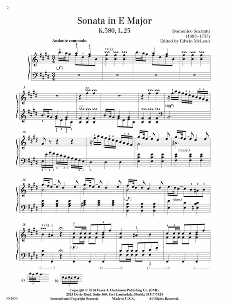 Sonata in E Major, K.380, L.23