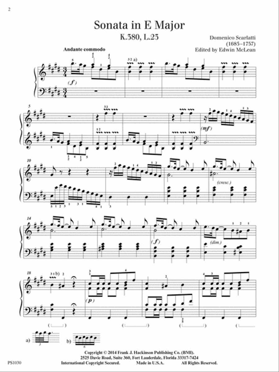 Sonata in E Major, K.380, L.23