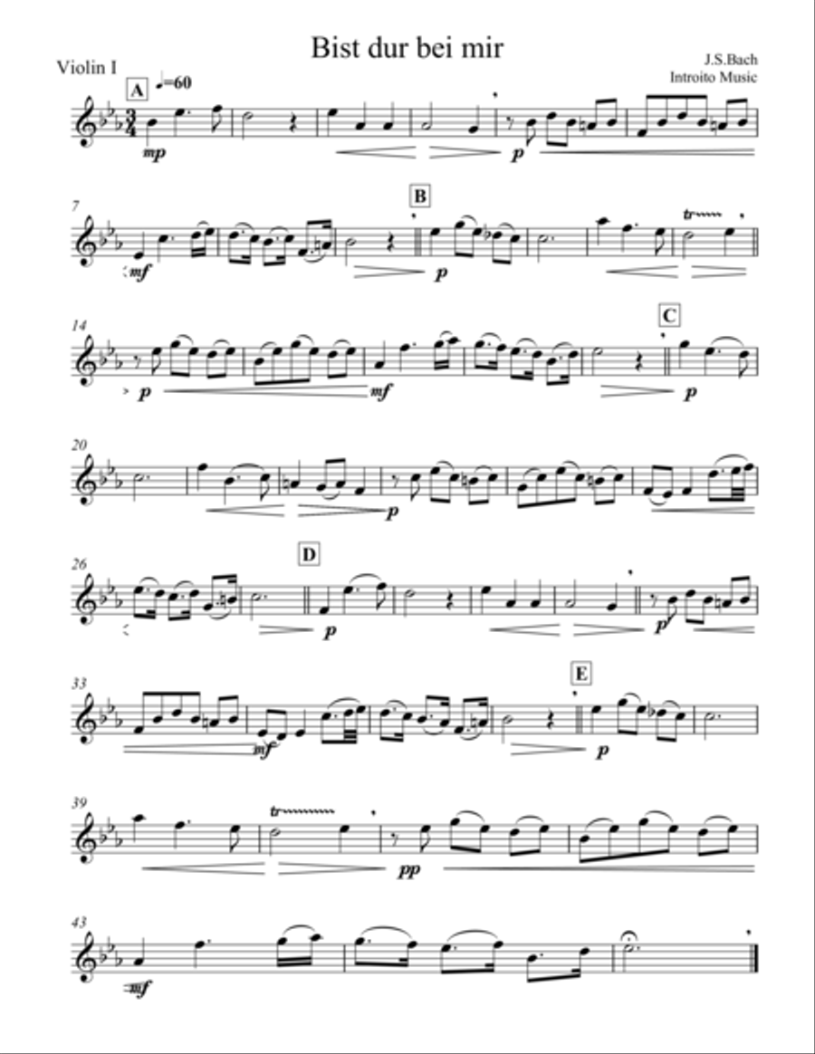 Bist dur bei mir Bist dur bei mir String Quartet scores gallery preview page 1