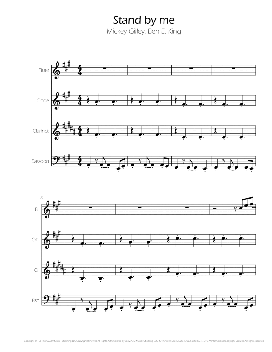 Stand By Me Woodwind Quartet scores gallery preview page 1