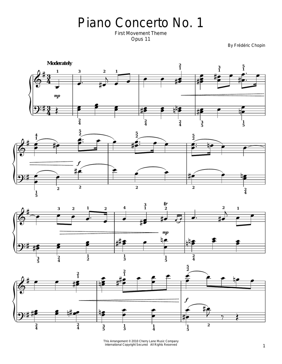 Concerto In E Minor Easy Piano scores gallery preview page 1