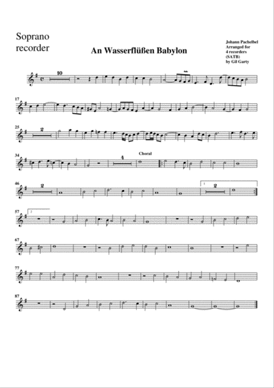 An Wasserfluessen Babylon (arrangement for 4 recorders) Recorder scores gallery preview page 4