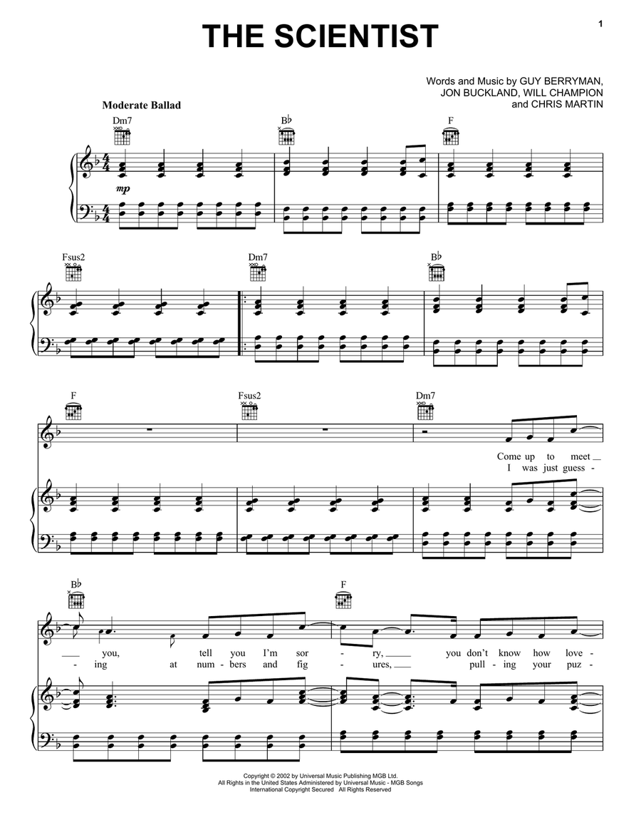 The Scientist Acoustic Guitar scores gallery preview page 1