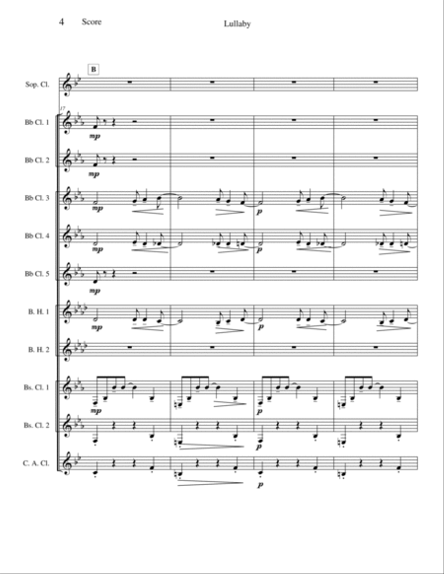 Lullaby (for String Quartet) Clarinet Choir scores gallery preview page 4