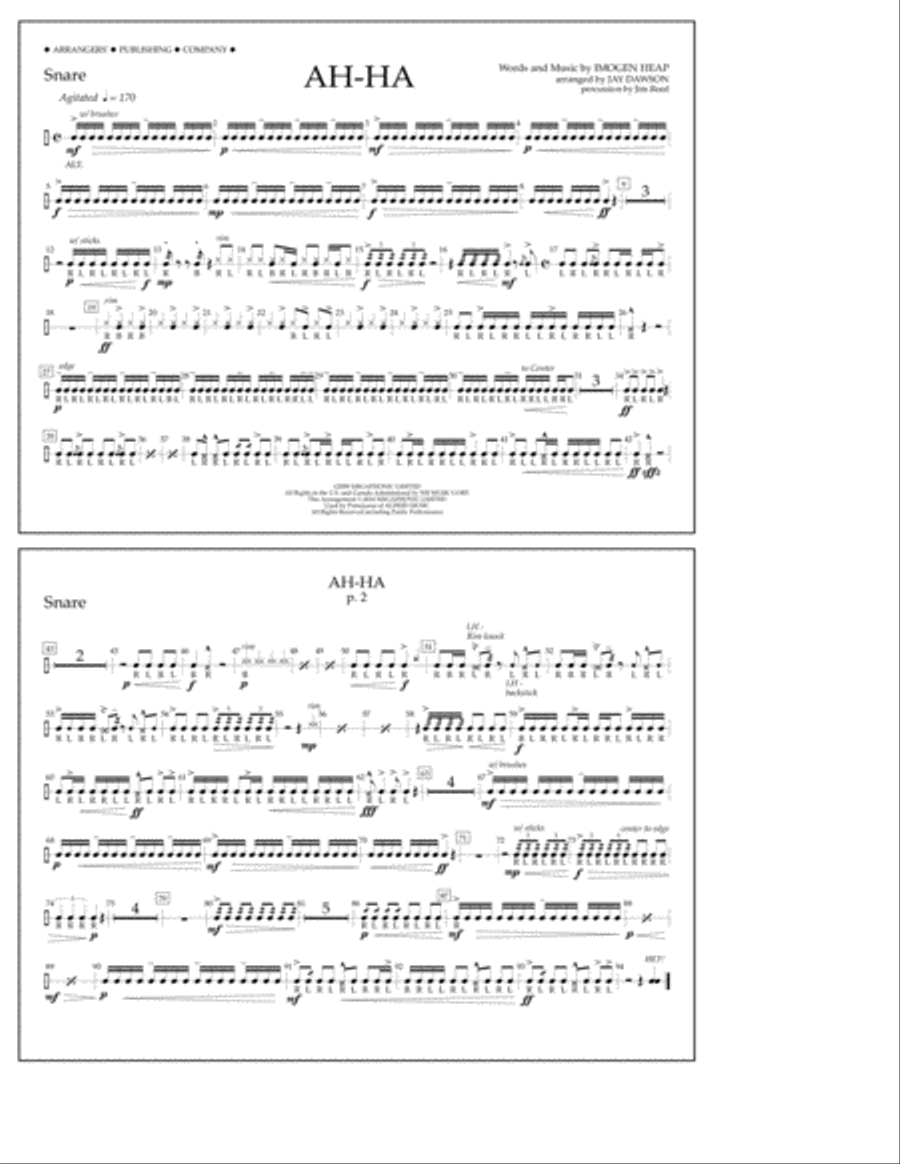 Ah-ha - Snare Ah-ha - Snare A Cappella scores gallery preview page 1