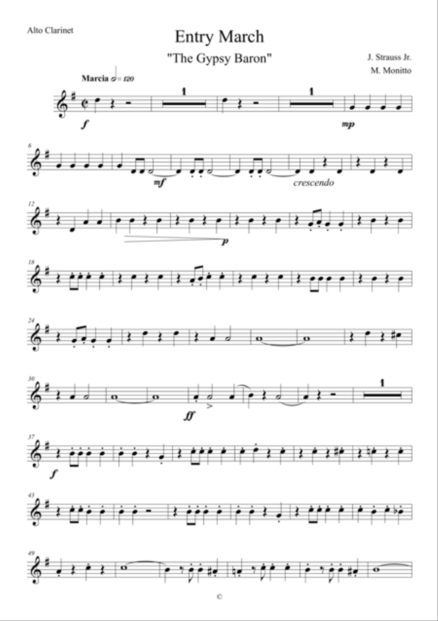 Gypsy Baron Entry March Woodwind Quintet scores gallery preview page 1