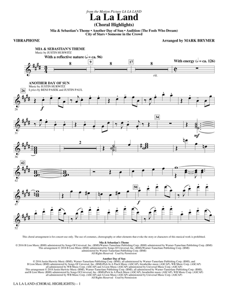 La La Land: Choral Highlights (arr. Mark Brymer) - Vibraphone