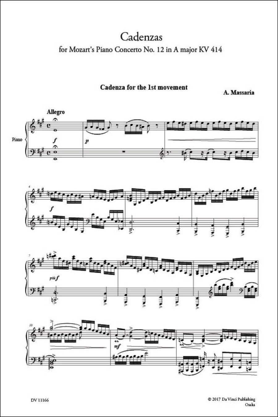 Cadenzas for Mozart's Piano Concerto Piano Solo scores gallery preview page 2