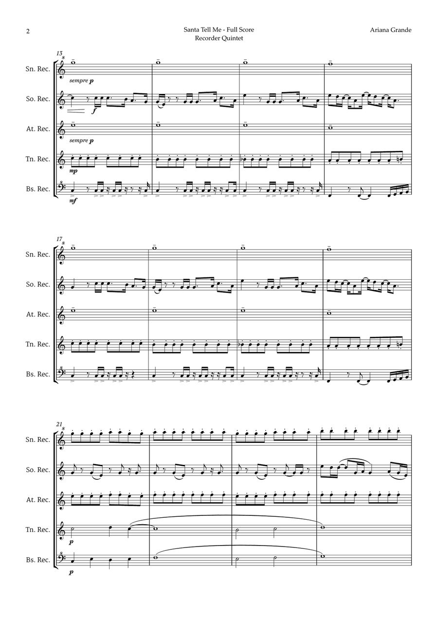 Santa Tell Me Chamber Music scores gallery preview page 2