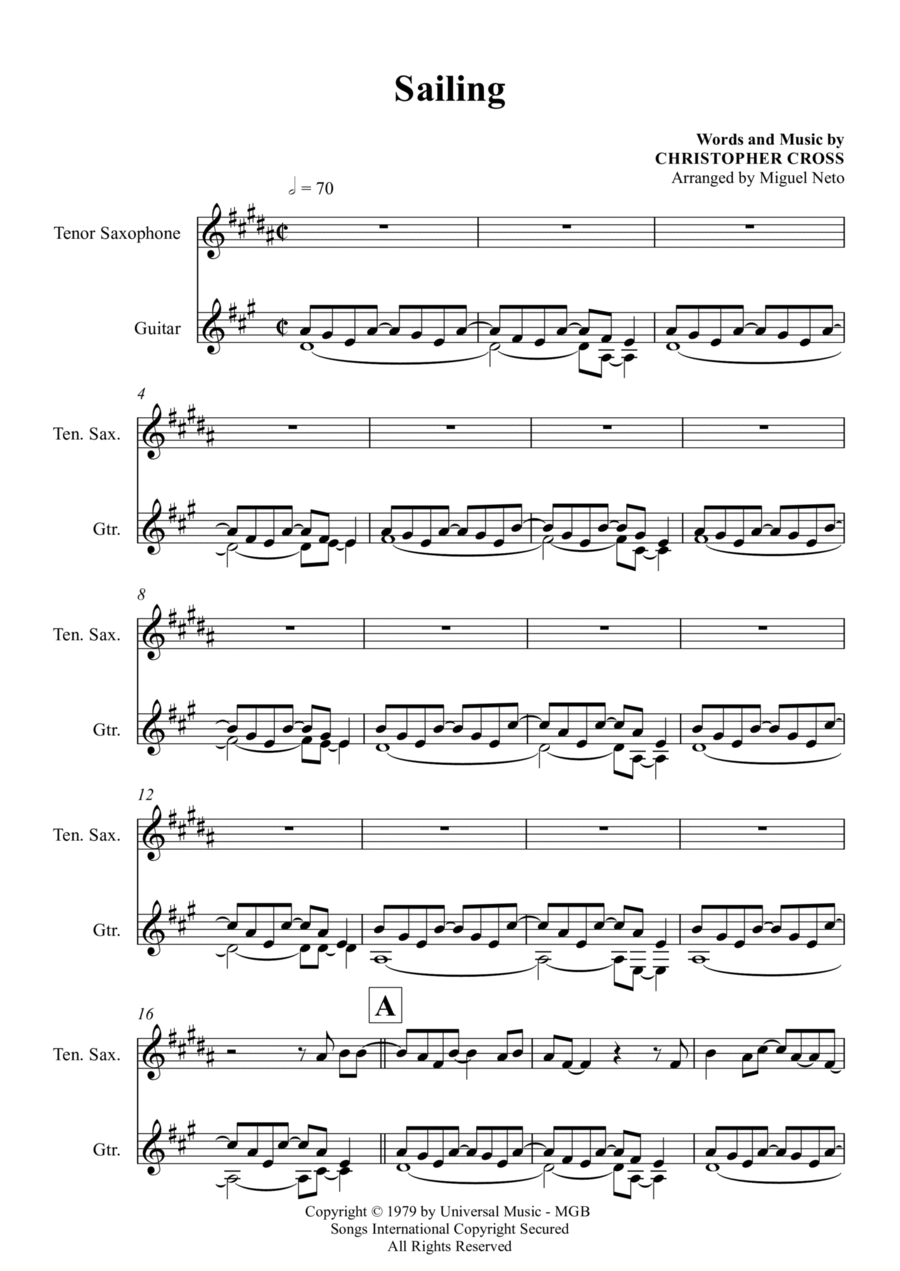 Sailing Tenor Saxophone scores gallery preview page 1