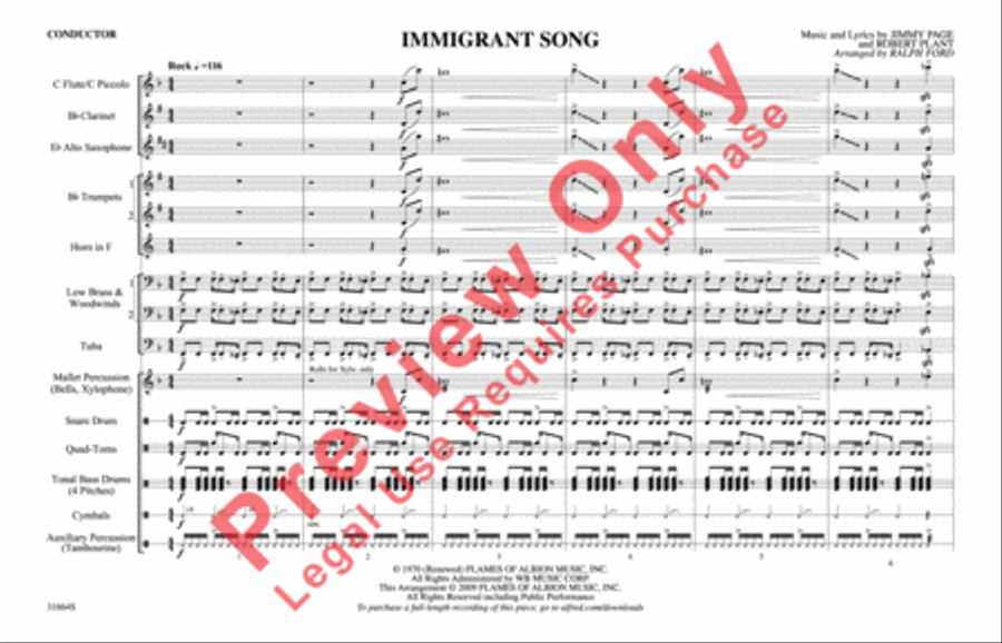 Immigrant Song Marching Band scores gallery preview page 2