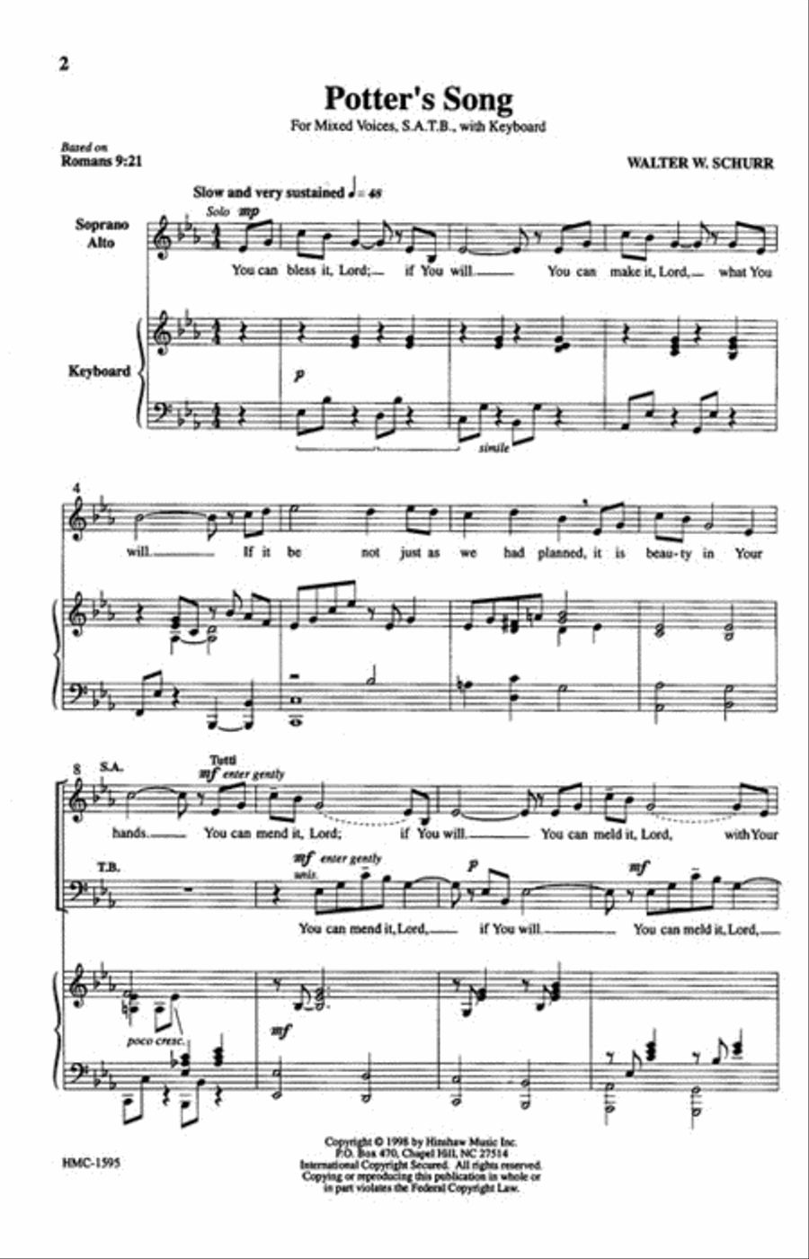Potter's Song SATTB scores gallery preview page 2
