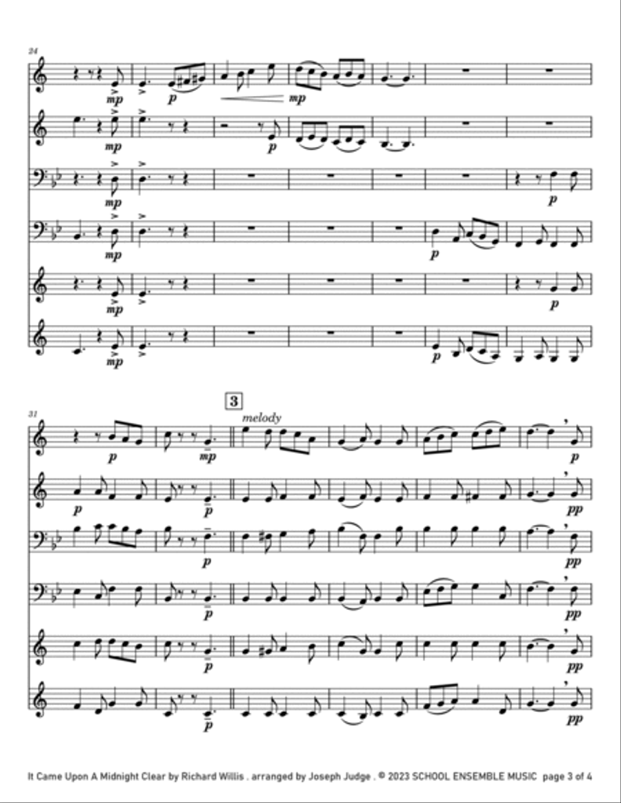 It Came Upon A Midnight Clear for Brass Quartet in Schools Brass Quartet scores gallery preview page 3
