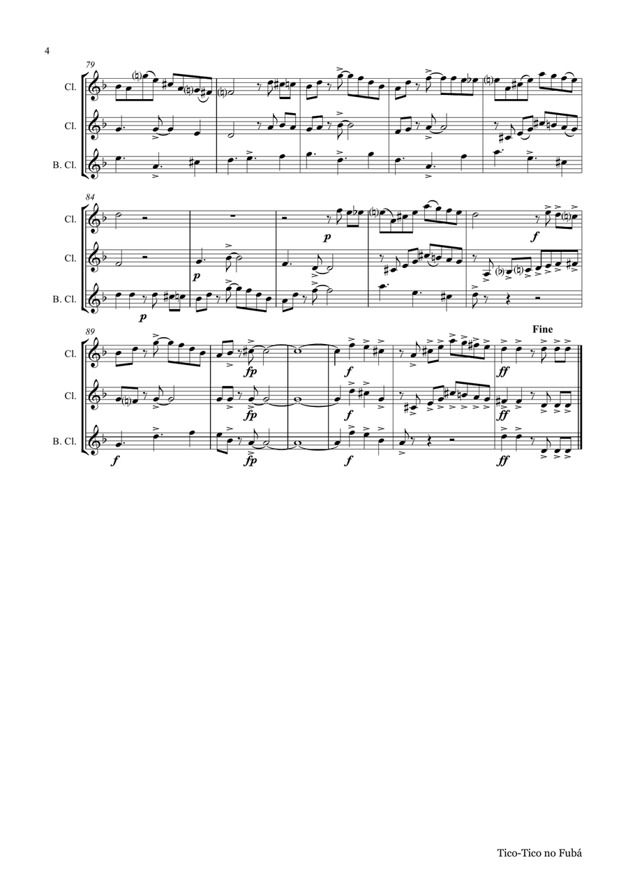 Tico-Tico no Fubá - Choro - Clarinet Trio Clarinet Trio scores gallery preview page 4