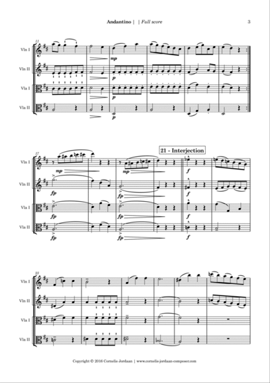 Easy Andantino, for 2 violins & 2 violas Small Ensemble scores gallery preview page 3