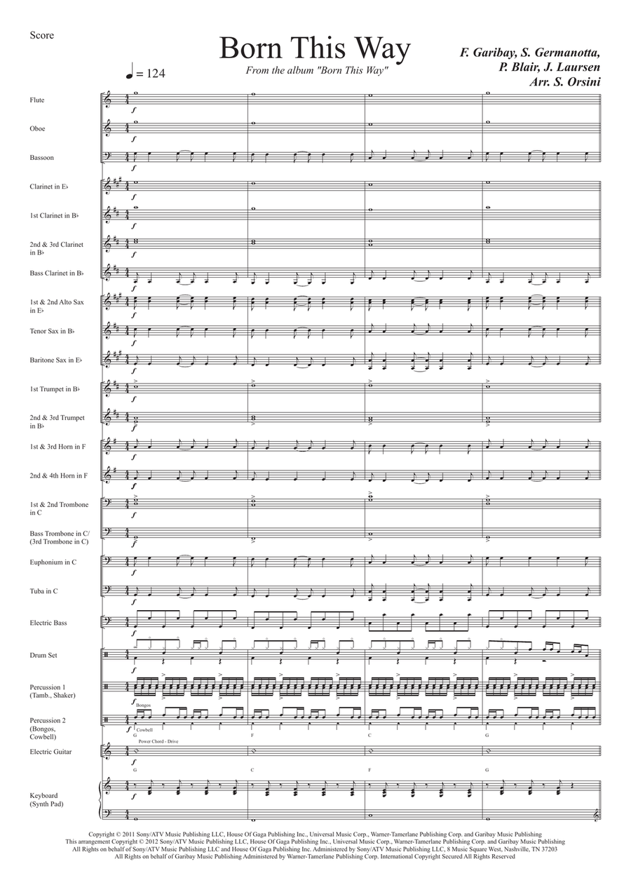 Born This Way Concert Band scores gallery preview page 3